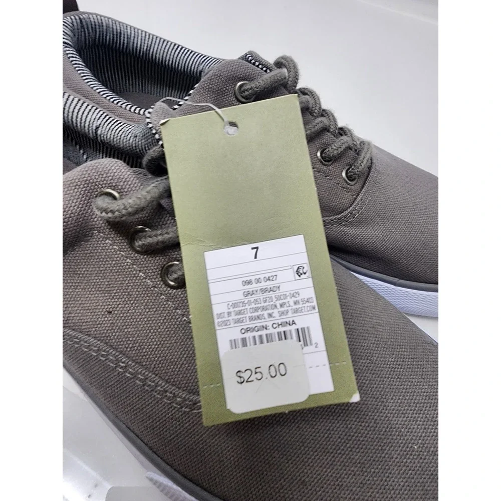 Goodfellow & Co Mens Brady Sneakers Gray Canvas Casual Lace Up Size 7
